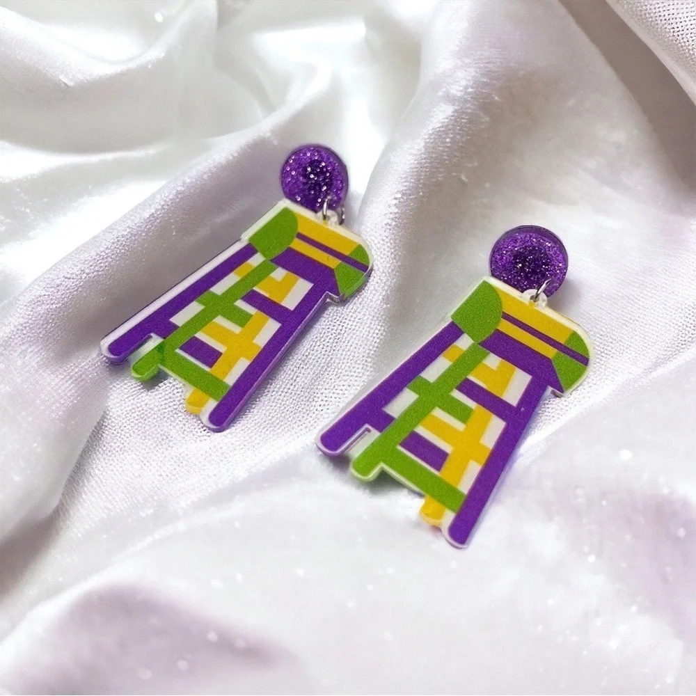 Ladder to Mardi Gras Magic: Vibrant Earrings for Your Carnival Style!🎉 NWT
